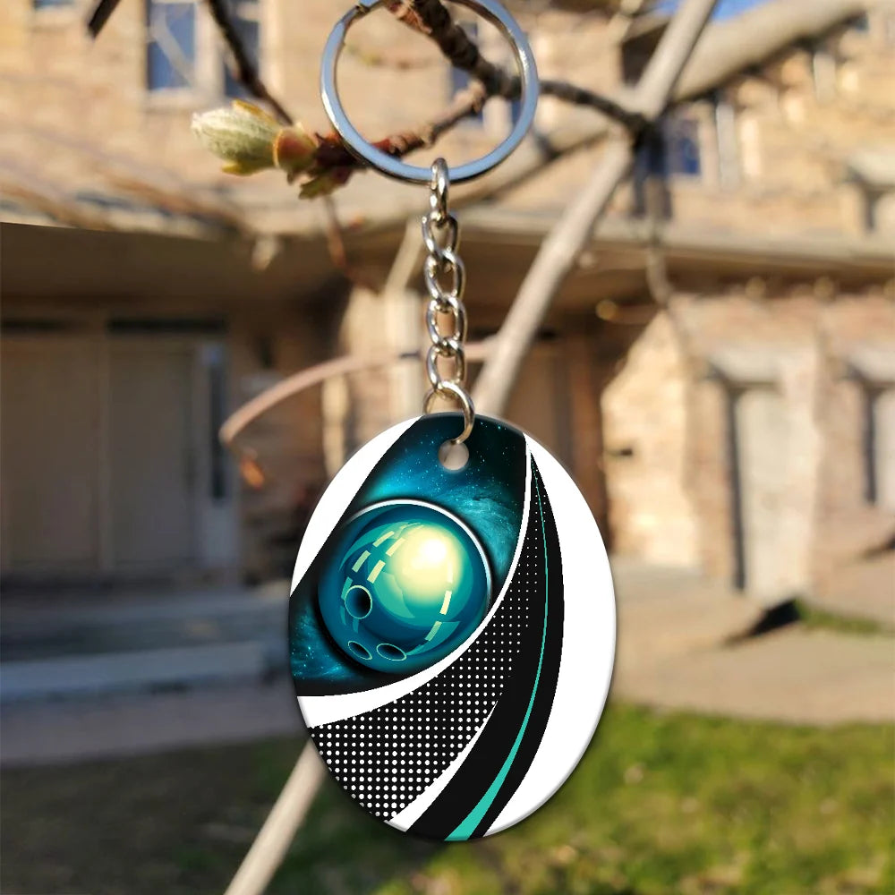 Eagle Bowling Team Blue Bowling Ball Keychain ORN0198