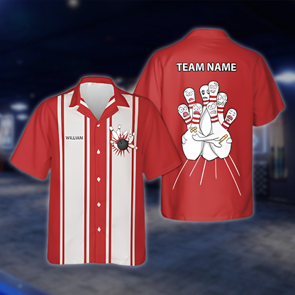 Personalized Scary Pins Bowling Mens Hawaiian Shirt, Custom Team Bowling Shirts BZ0860 BOW0088