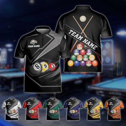 Custom Billiard Team Jersey For Men, Custom  Black Grey Pool Billiard Shirts BLD0288