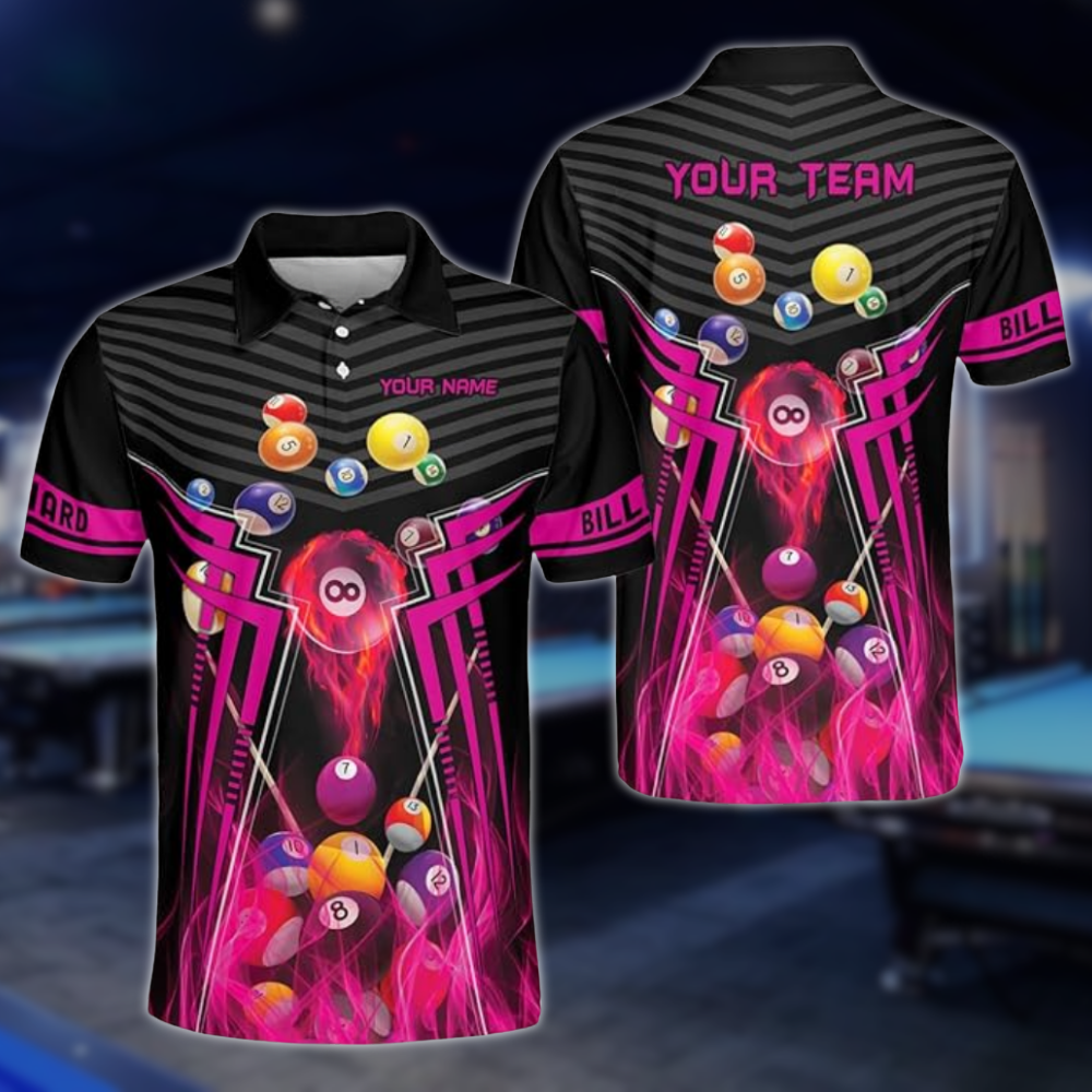 Custom Team Black And Red Billiard Men Polo Shirts, Custom Pool Billiard Shirts For Team BLD0224
