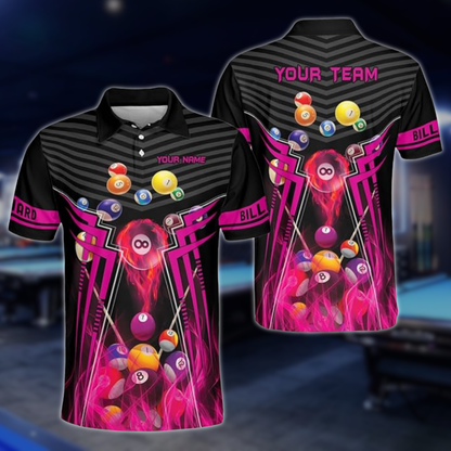 Custom Team Black And Red Billiard Men Polo Shirts, Custom Pool Billiard Shirts For Team BLD0224