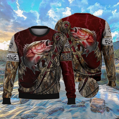 Bass Fishing Red 3D Full Print Shirts, Unique Design for Anglers, Perfect Gift for Bass Fishing Enthusiasts! FISH0026