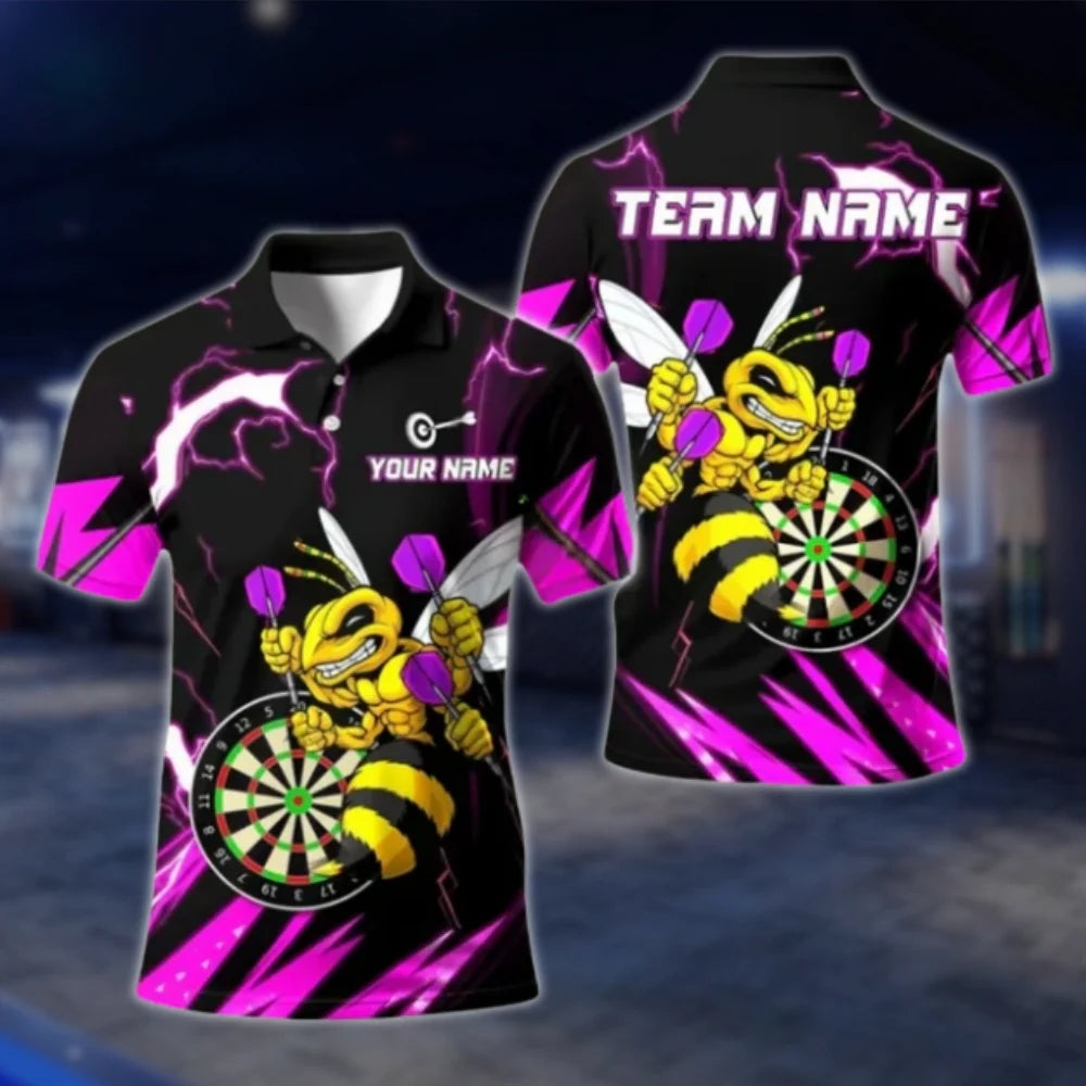 Custom Angry Bee Men's Dart Polo Shirt, Custom Bee Team Dart Shirts DAT0417