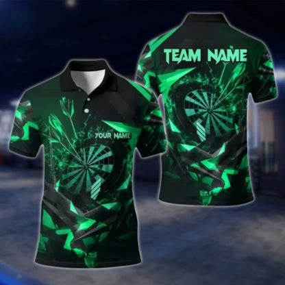 Custom Team Black Yellow Dart Polo Shirt For Men, Custom Darts Shirts DAT0395