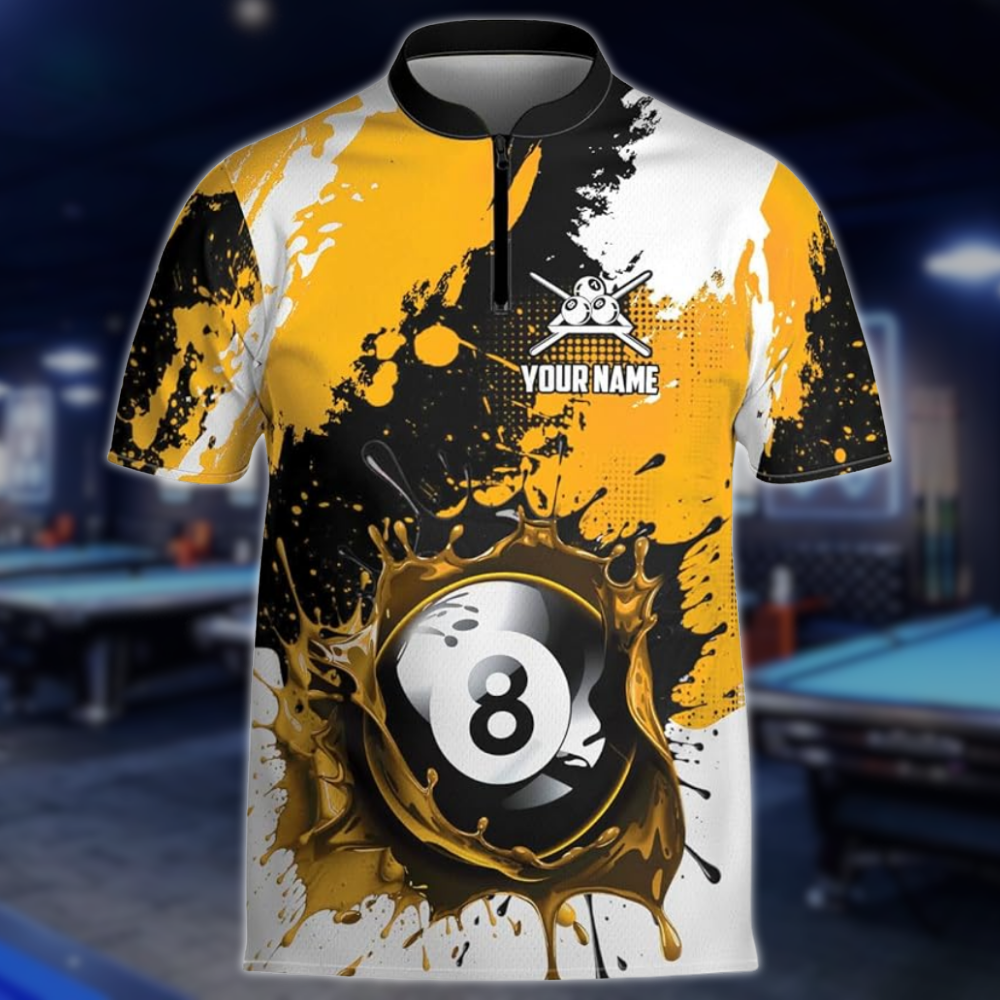 Custom White Green 8 Ball Billiard Men Jersey, Custom 8 Ball Pool Team Shirts BLD0262