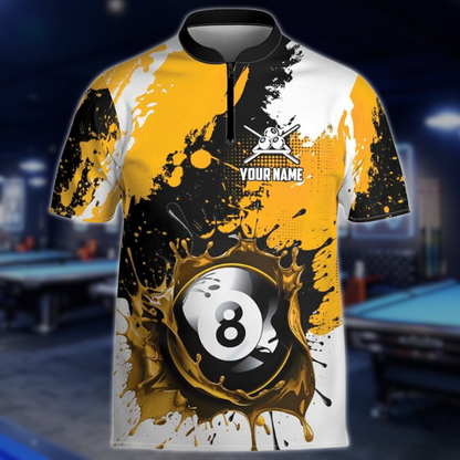 Custom White Green 8 Ball Billiard Men Jersey, Custom 8 Ball Pool Team Shirts BLD0262