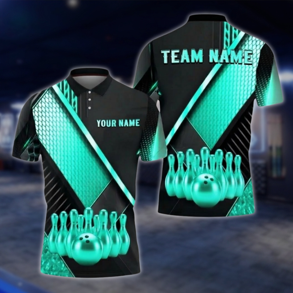 Personalized Mens Black And Gold Polo Bowling Team Shirts, Custom Team Bowling Shirt BZ0749 BOW0170