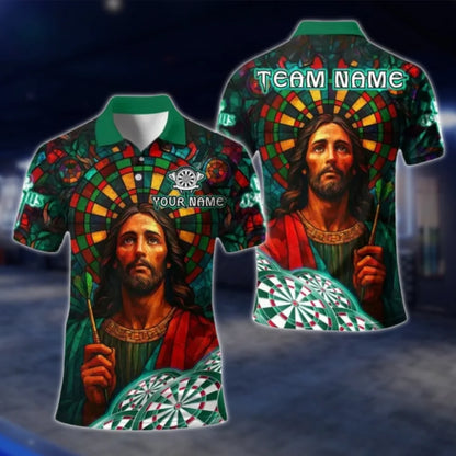 Jesus Custom Men's Dart Polo Shirt, Custom Jesus Faith Dart Team Shirts DAT0387