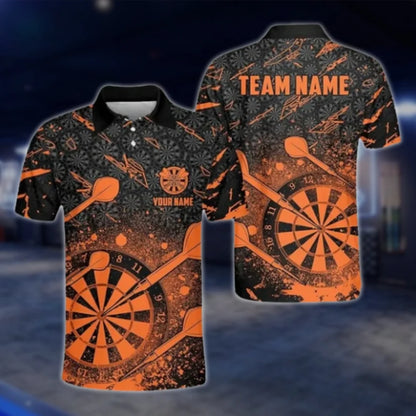 Custom Team Red Black Men's Dart Polo Shirt, Custom Dart Team Shirts DAT0402