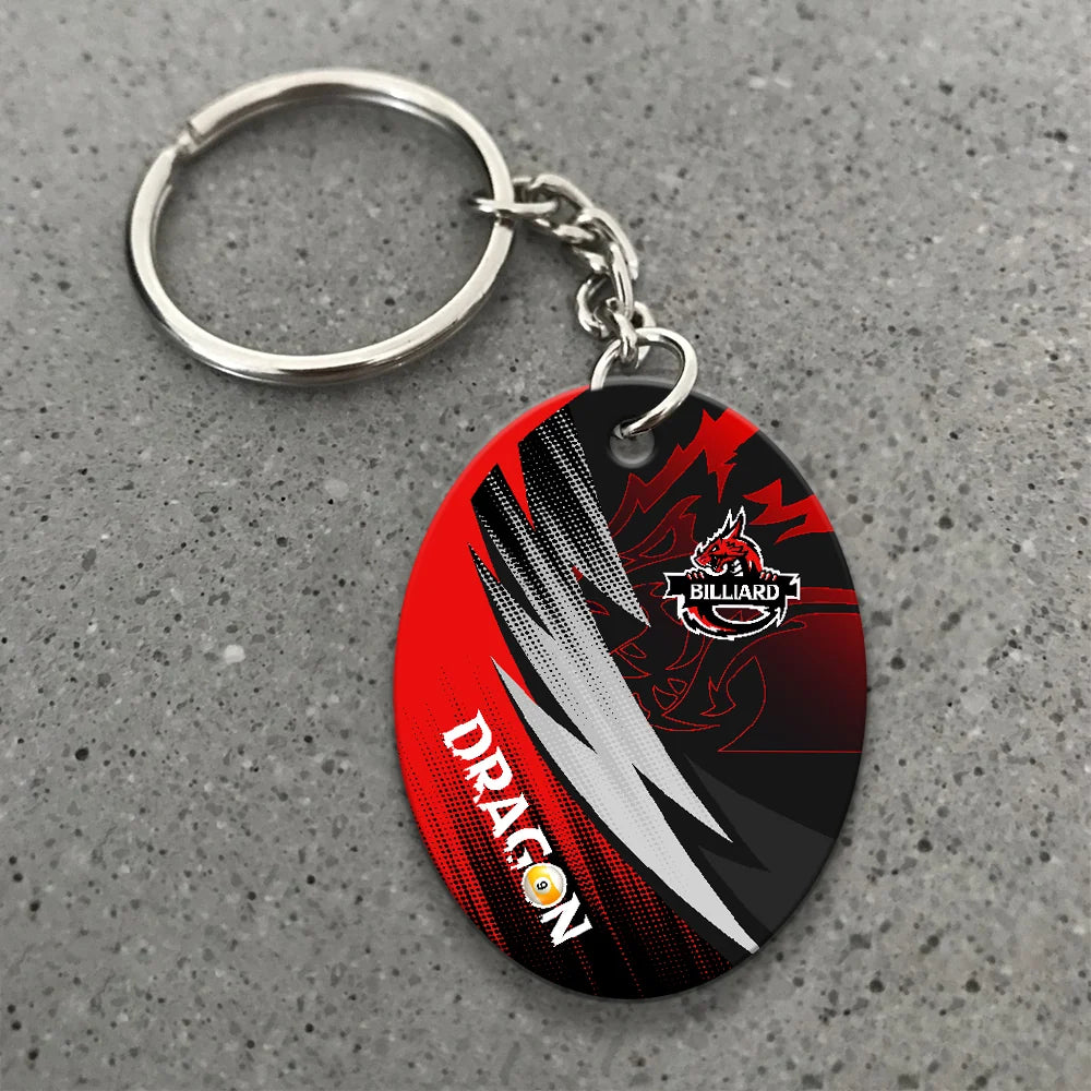Dragon Team Billiard Pool 9 Ball On Fire Personalized Name 3D Keychain Gift For Billiard Players ORN0186