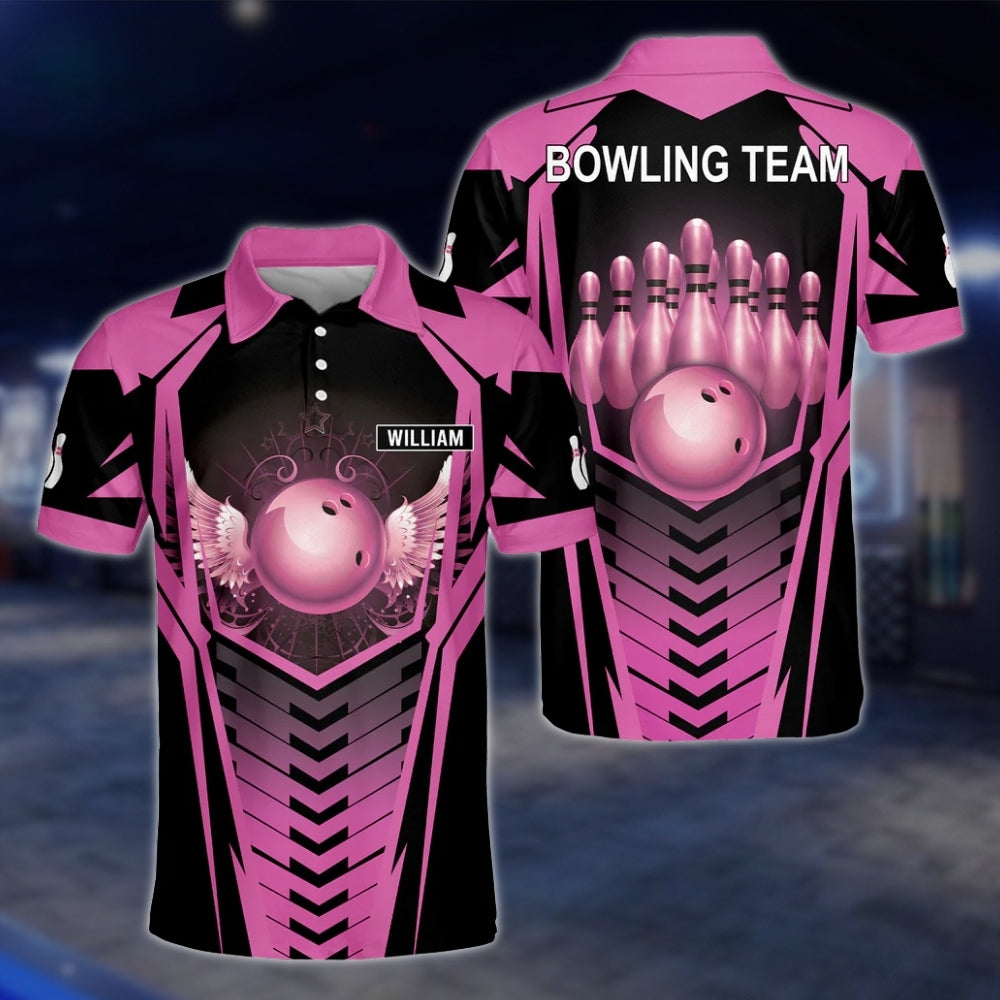 Custom Team Golden Black Bowling Mens Polo Shirt, Custom Bowling Shirts BZ0166 BOW0498