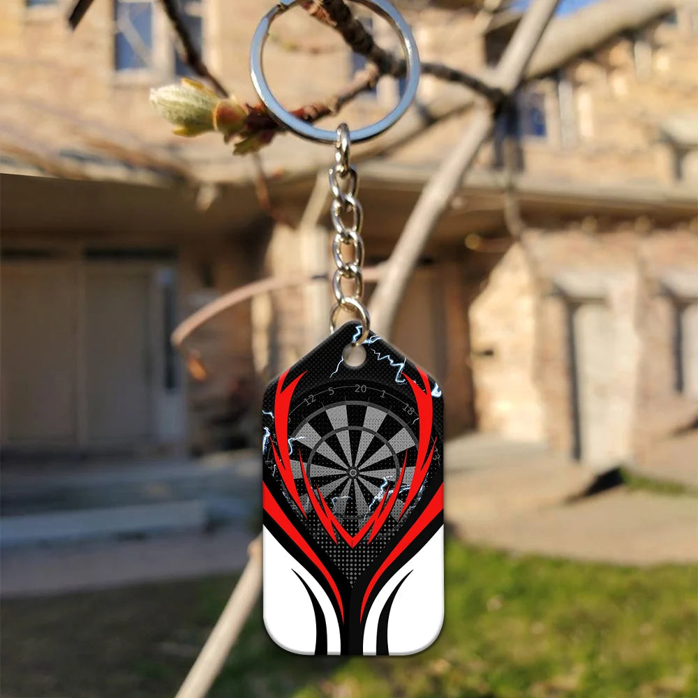 Flame Bullseye Dartboard Wolf And Darts Keychain For Dart Team Player ORN0242