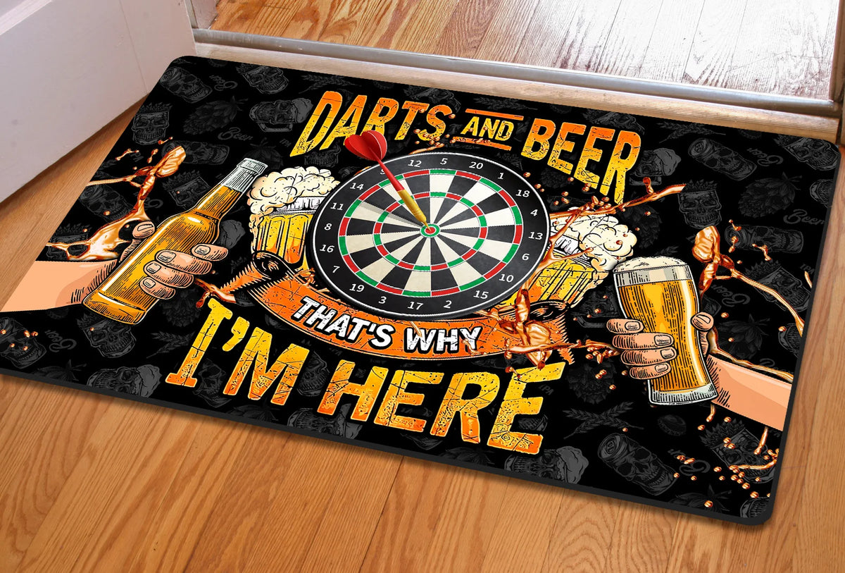 Darts And Beer That's Why I'm Here Doormat Gift For Darts Player ORN0133