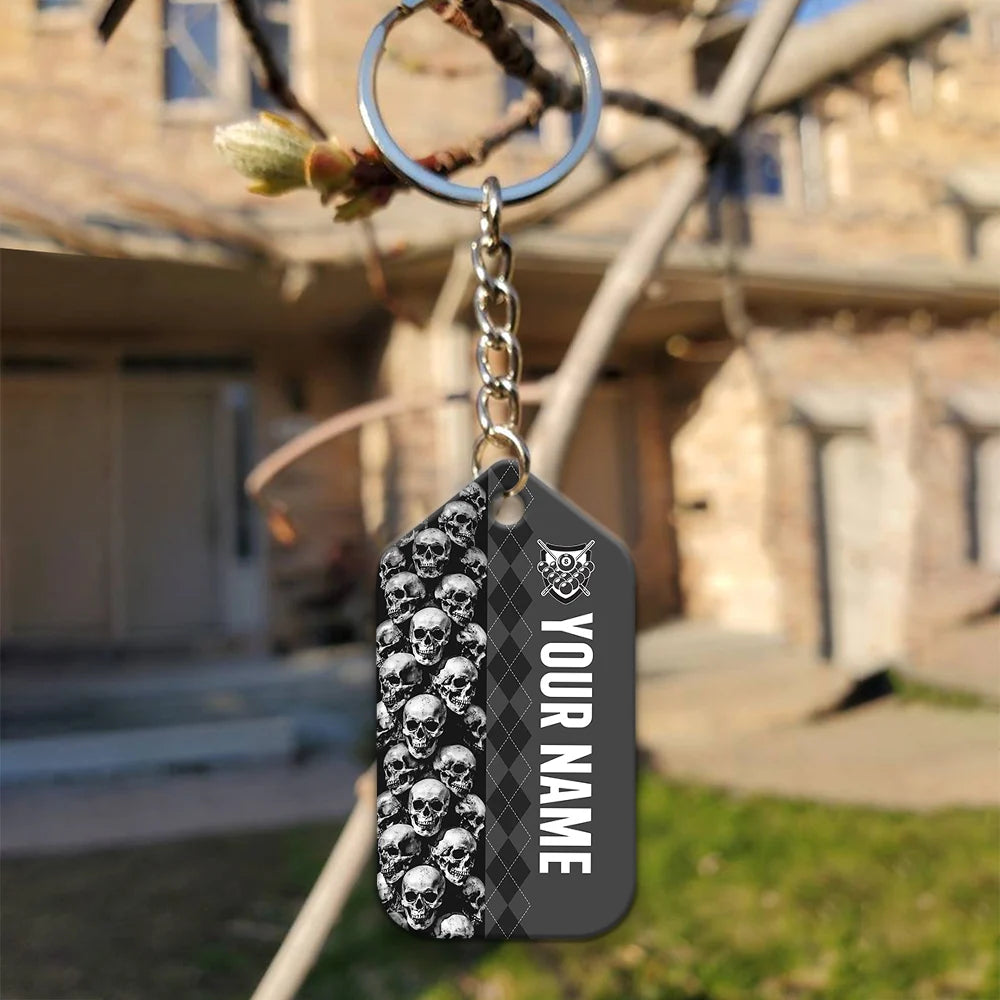 Billiard I Beat People With A Stick Personalized Name Keychain For Billiard Players ORN0245