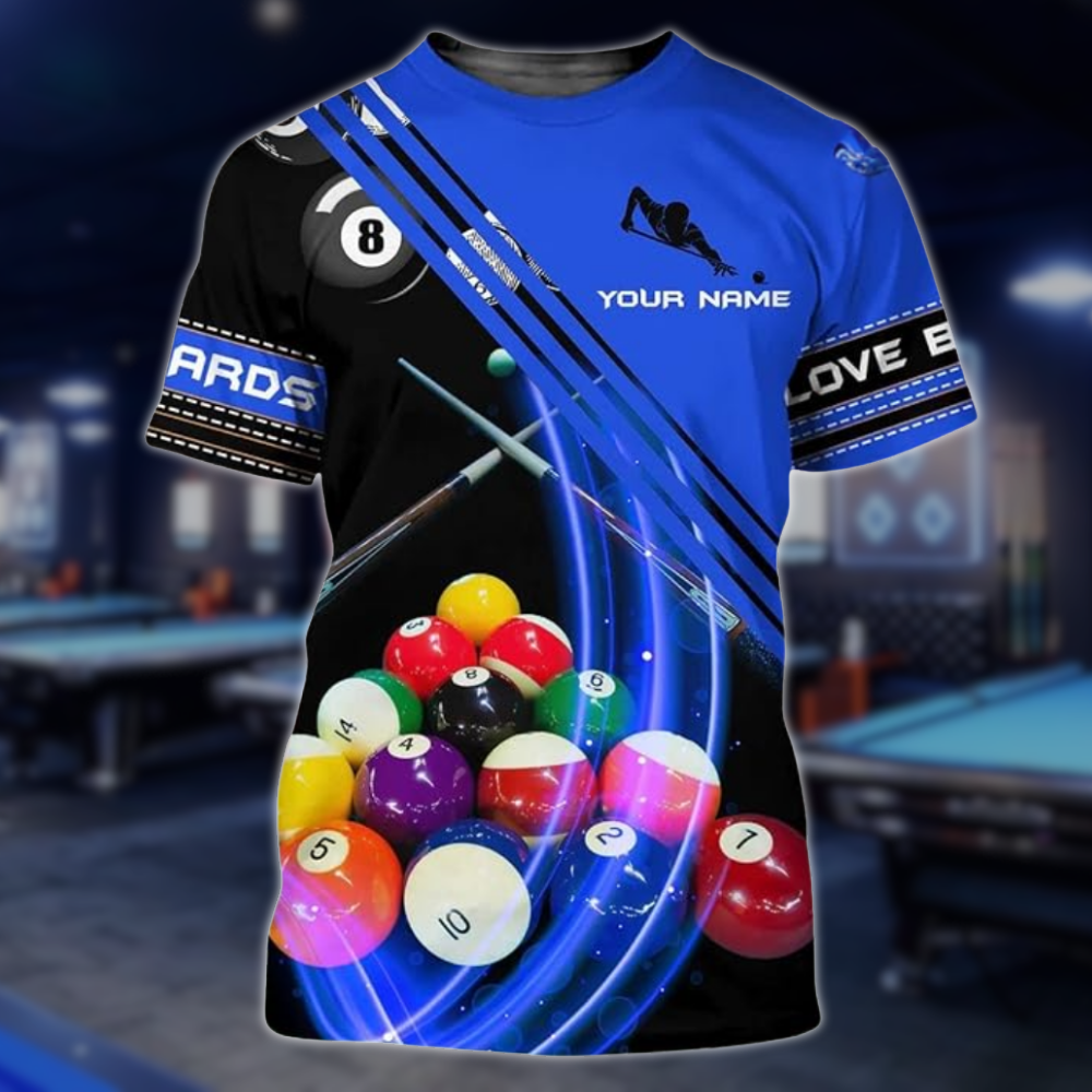 Custom Black Red Billiard T-Shirts Mens, Custom Pool Billiard Shirts BLD0270