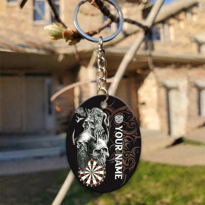 Skull Dartboard Personalized Name 3D Dragon And Darts Keychain For Dart Team Player ORN0170