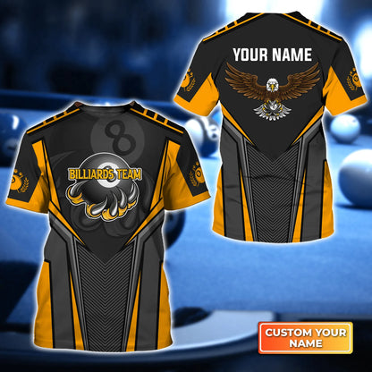 Eagle Billiards Teams 8 Ball Custom Name 3D Short Sleeve T-Shirt Men's Board Shorts ORN0292