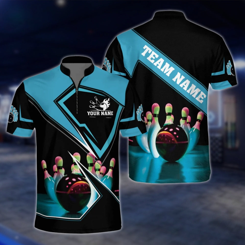Custom Team Bowling Jersey For Mens Black And Red, Custom Bowling Shirts BZ0071 BOW0467