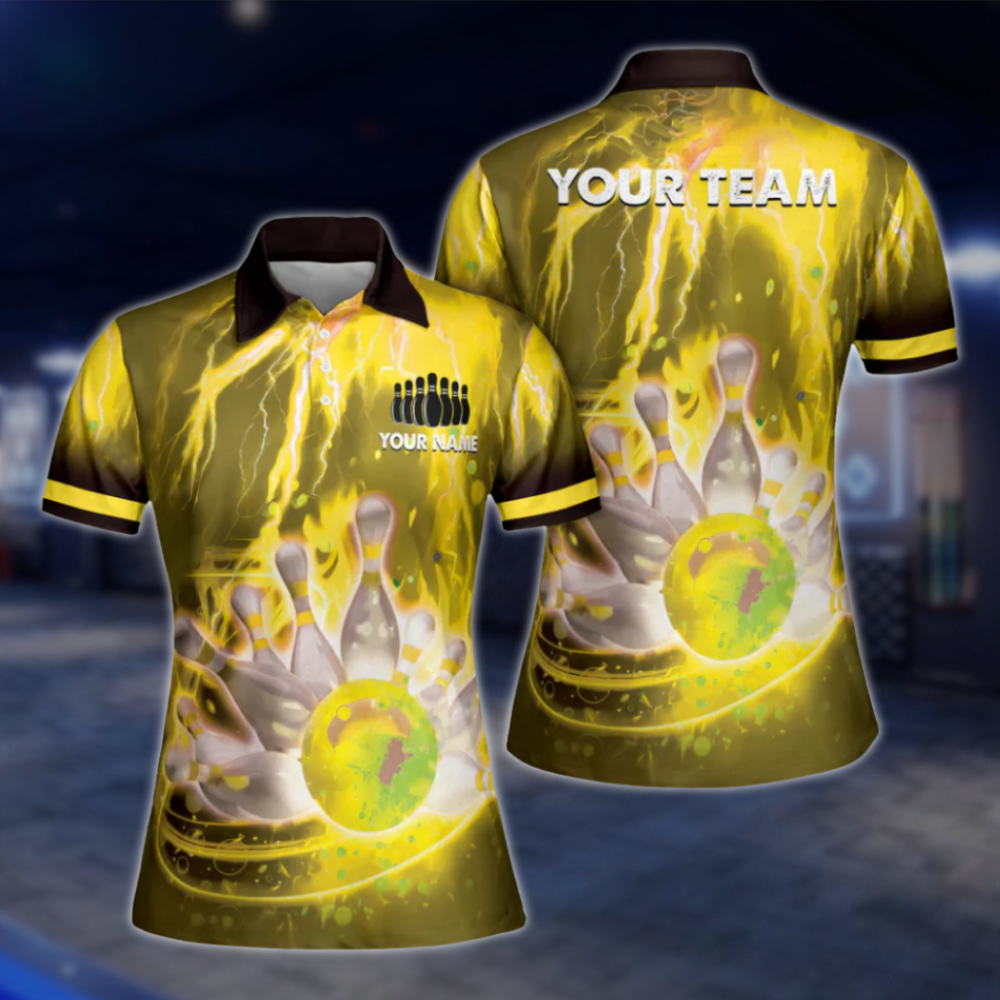 Custom Team Thunder Pink Bowling Polo Shirt For Women, Custom Bowling Team Shirts Ladies BW0156 BOW0414