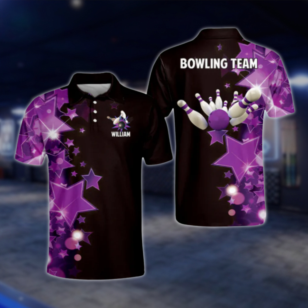 Custom Star Yellow Black Mens Bowling Polo Shirt, Custom Team Bowling Shirts BZ0167 BOW0304