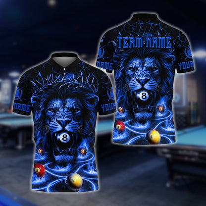 Custom Lion 8 Ball Billiard Polo Shirt For Men, Custom Lion Billiard Team Shirts BLD0063