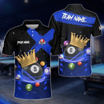 Custom King 8 Ball Polo Shirt For Men, Custom Pool Billiard Team Shirts BLD0177