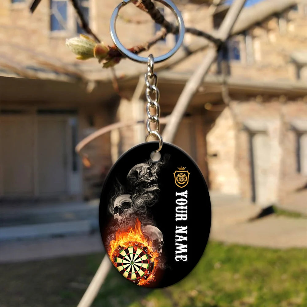 Hello Darkness My Old Friend I've Come To Play With You Again Personalized Name 3D Keychain For Dart Team Player ORN0201