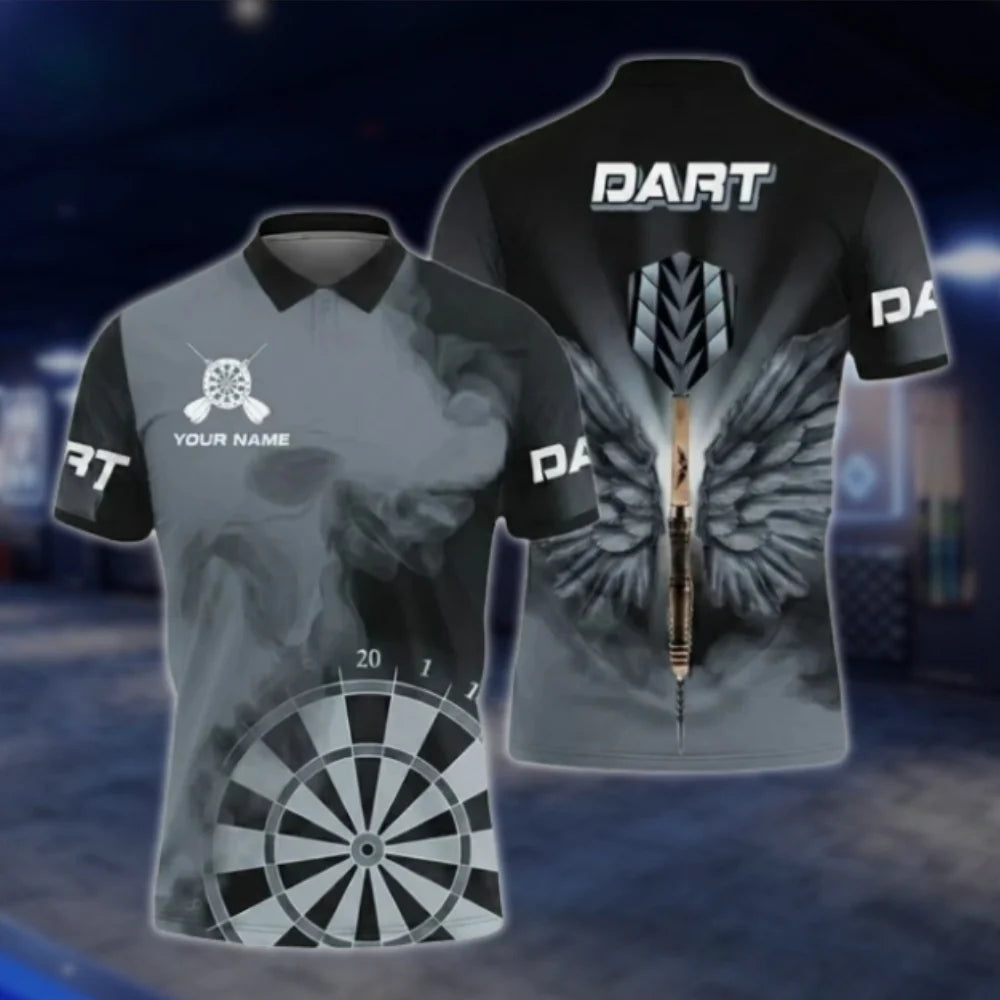 Custom Mens Red Swing Smoke Dart Polo Shirt, Custom Dart Player Shirts DAT0391