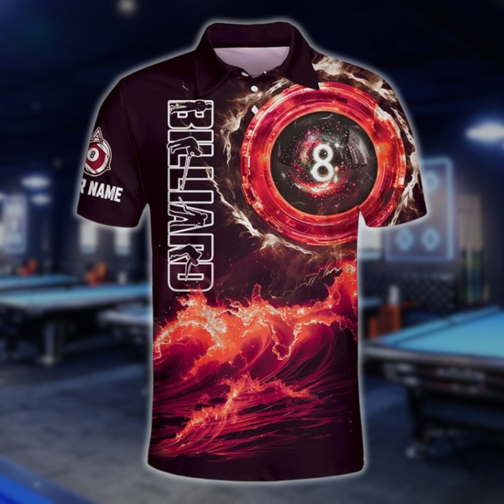 Custom Team Black And Purple 8 Ball Billiard Polo Shirt Mens, Custom 8 Ball Billiard Shirts For Team BLD0080