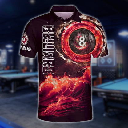 Custom Team Black And Purple 8 Ball Billiard Polo Shirt Mens, Custom 8 Ball Billiard Shirts For Team BLD0080