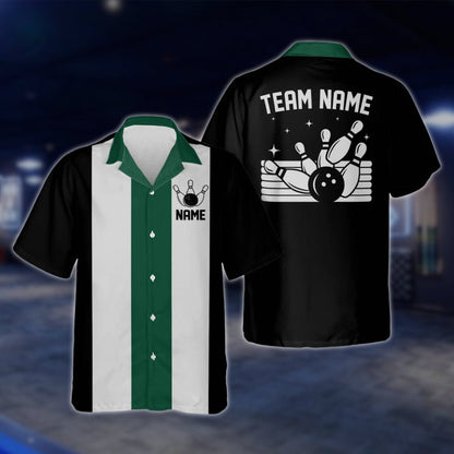 Custom Vintage Hawaiian Bowling Shirts, Black Red White Custom Team Vintage Bowling Shirts BE0025 BOW0369