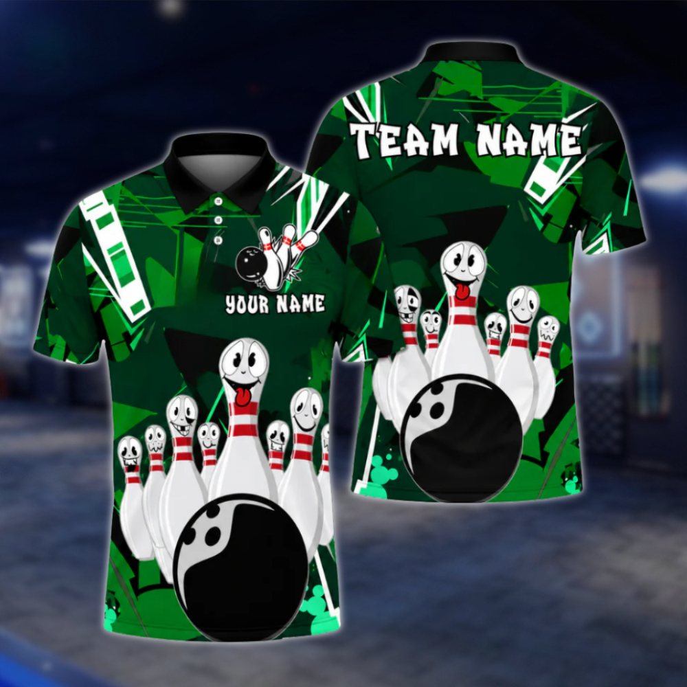 Custom Funny Pins Bowling Mens Polo Shirt, Custom Funny Bowling Team Shirts BZ0476 BOW0412
