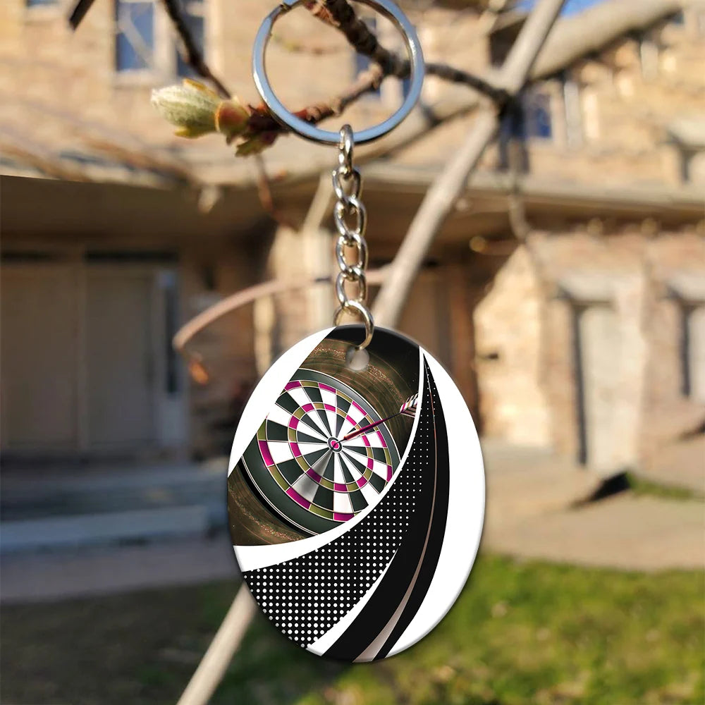 Bullseye Dartboard Brown Keychain Viking And Darts For Dart Team Player ORN0182