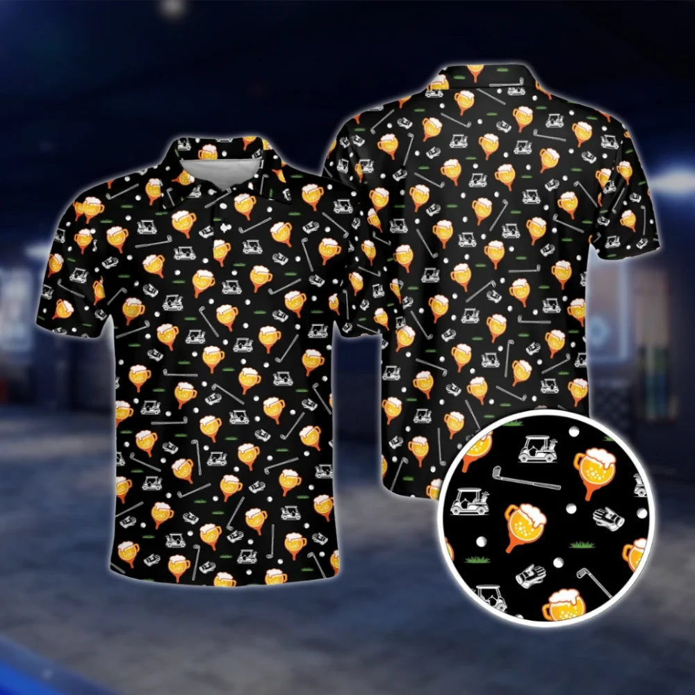 Custom Face Beer Golf Polo Shirt Men, Personalized Beer Lover Golf Shirt With Photo GOF0067