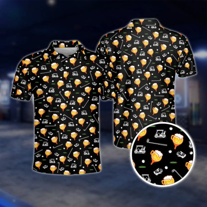 Custom Face Beer Golf Polo Shirt Men, Personalized Beer Lover Golf Shirt With Photo GOF0067