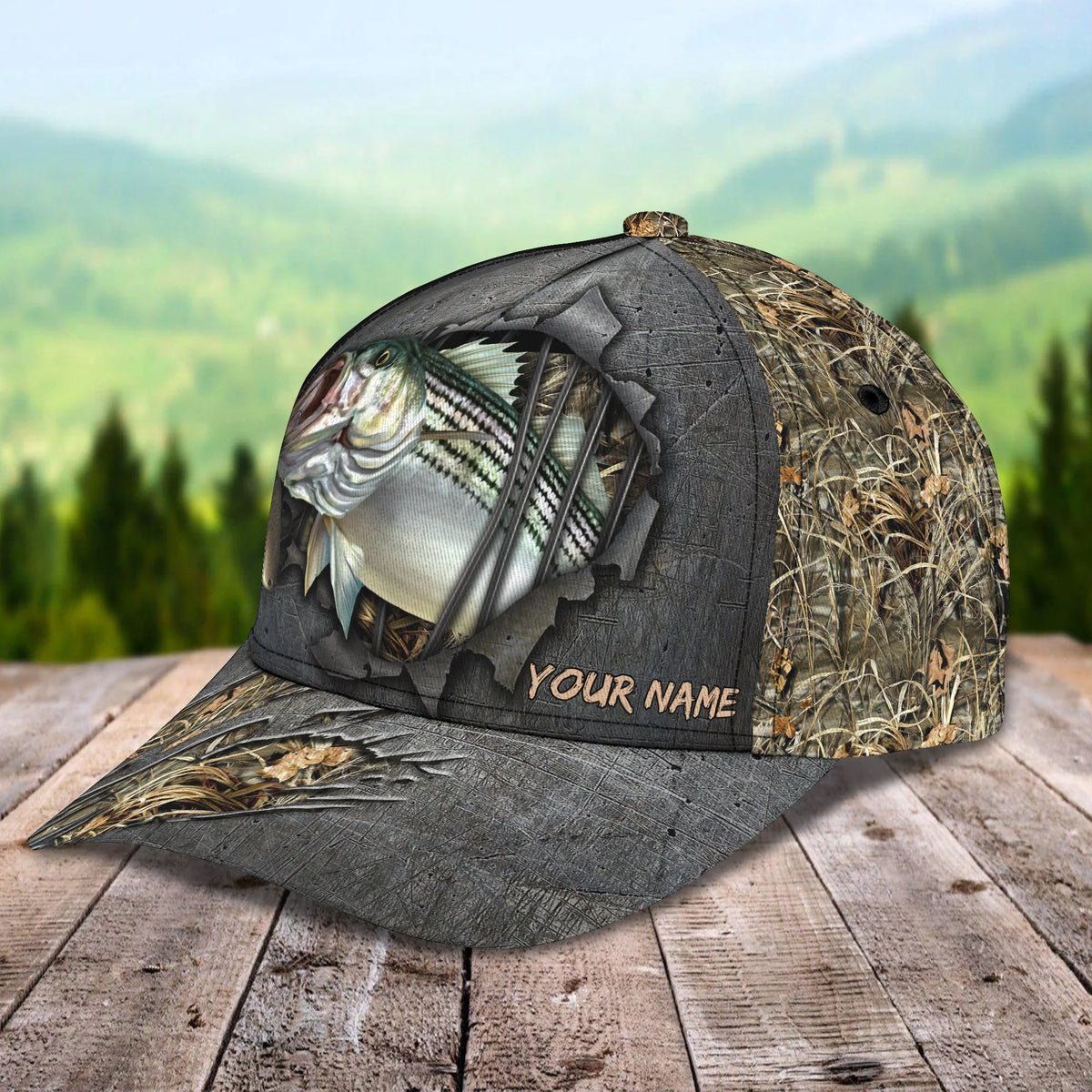 Fishing Camo - Personalized Name Cap - Pth98 FISH0046