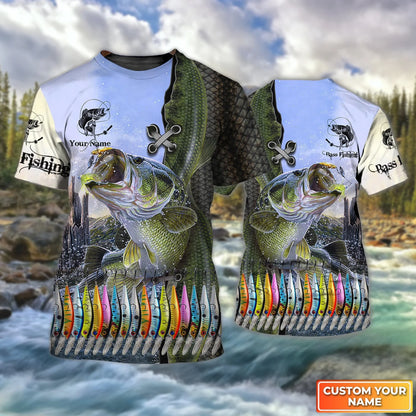 Bass Fishing And Fishing Tackle Personalized Name 3D Full Print Shirts FISH0065