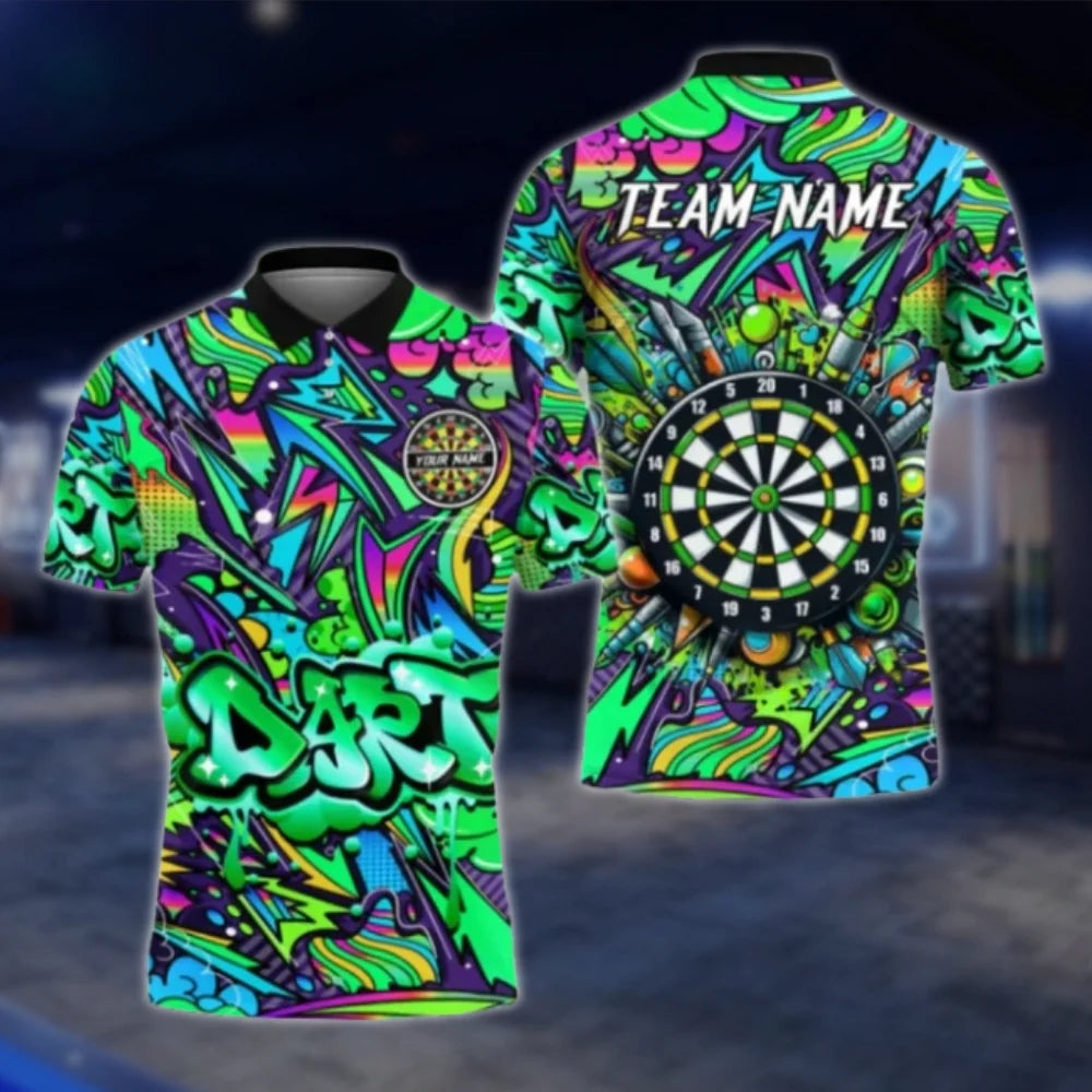 Personalized Graffiti Dart Team Polo Shirt For Men, Custom Graffiti Dart Shirts DAT0321
