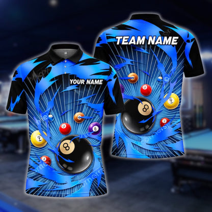 Custom Thunder Lightning Black Yellow Billiard Polo Shirt For Men, Custom Team Billiard Shirts BLD0046