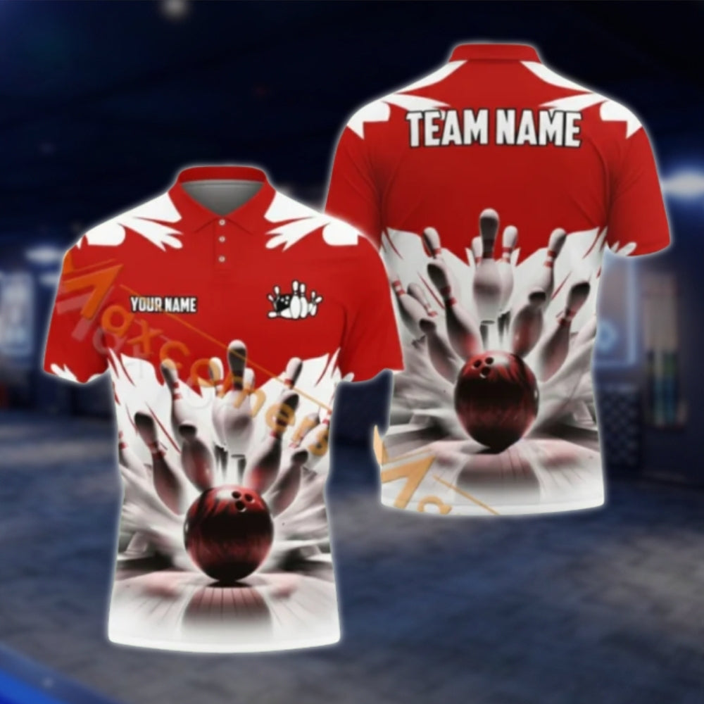 Custom Team Blue White Bowling Polo Shirts For Mens, Custom Bowling Shirts BA0024 BOW0375