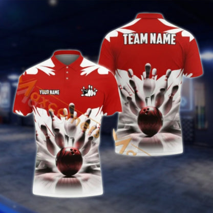 Custom Team Blue White Bowling Polo Shirts For Mens, Custom Bowling Shirts BA0024 BOW0375