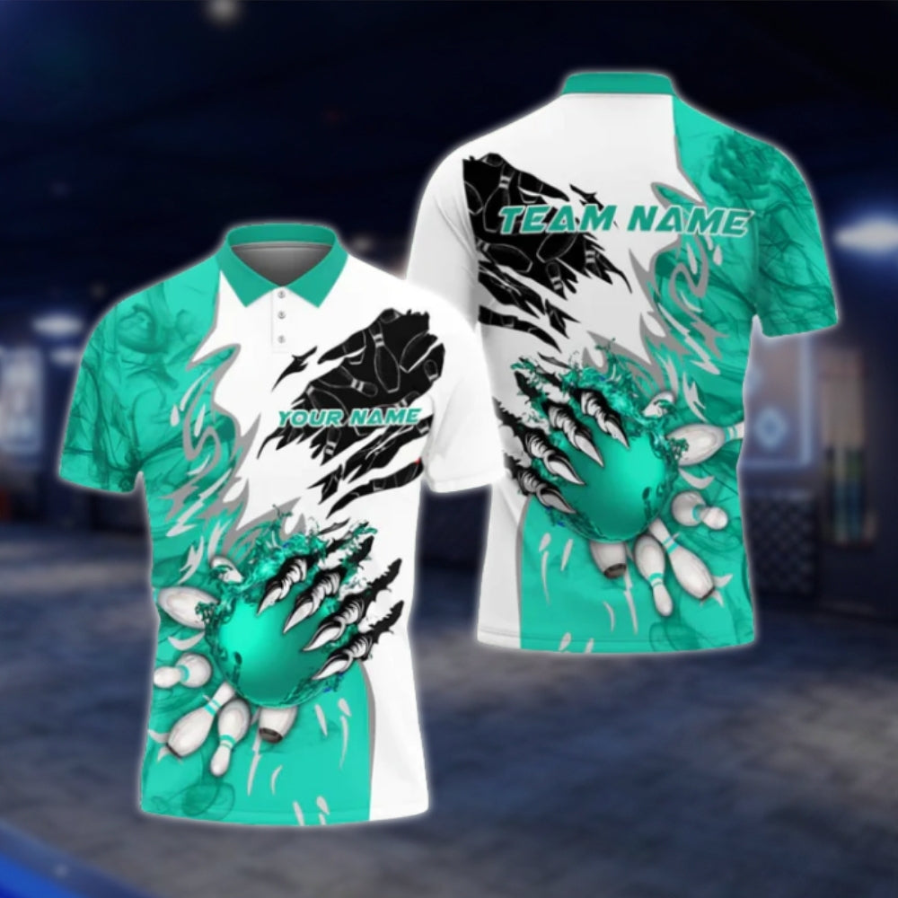 Custom Flame Orange White Mens Bowling Polo Shirt, Custom Flame Bowling Team Shirts BO0094 BOW0394