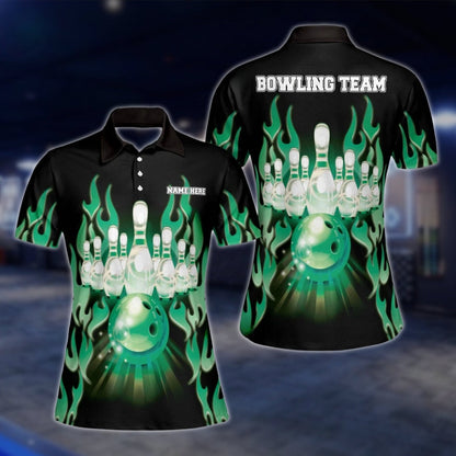 Custom Flame Women's Red Black Bowling Polo Shirt, Custom Flame Bowling Team Shirts BW0125 BOW0212