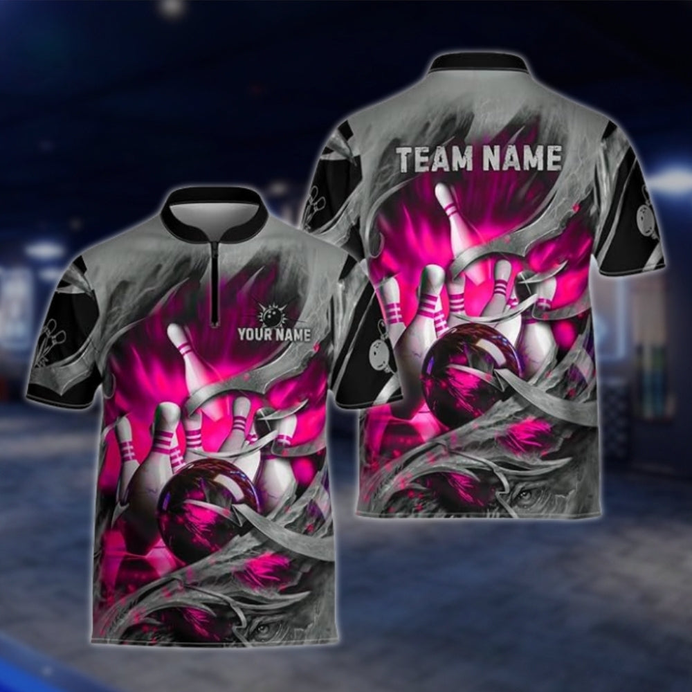 Custom Blue Grey Grunge Bowling Team Jersey For Mens, Custom Bowling Shirts For Team BZ0003 BOW0003