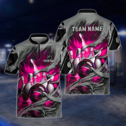 Custom Blue Grey Grunge Bowling Team Jersey For Mens, Custom Bowling Shirts For Team BZ0003 BOW0003