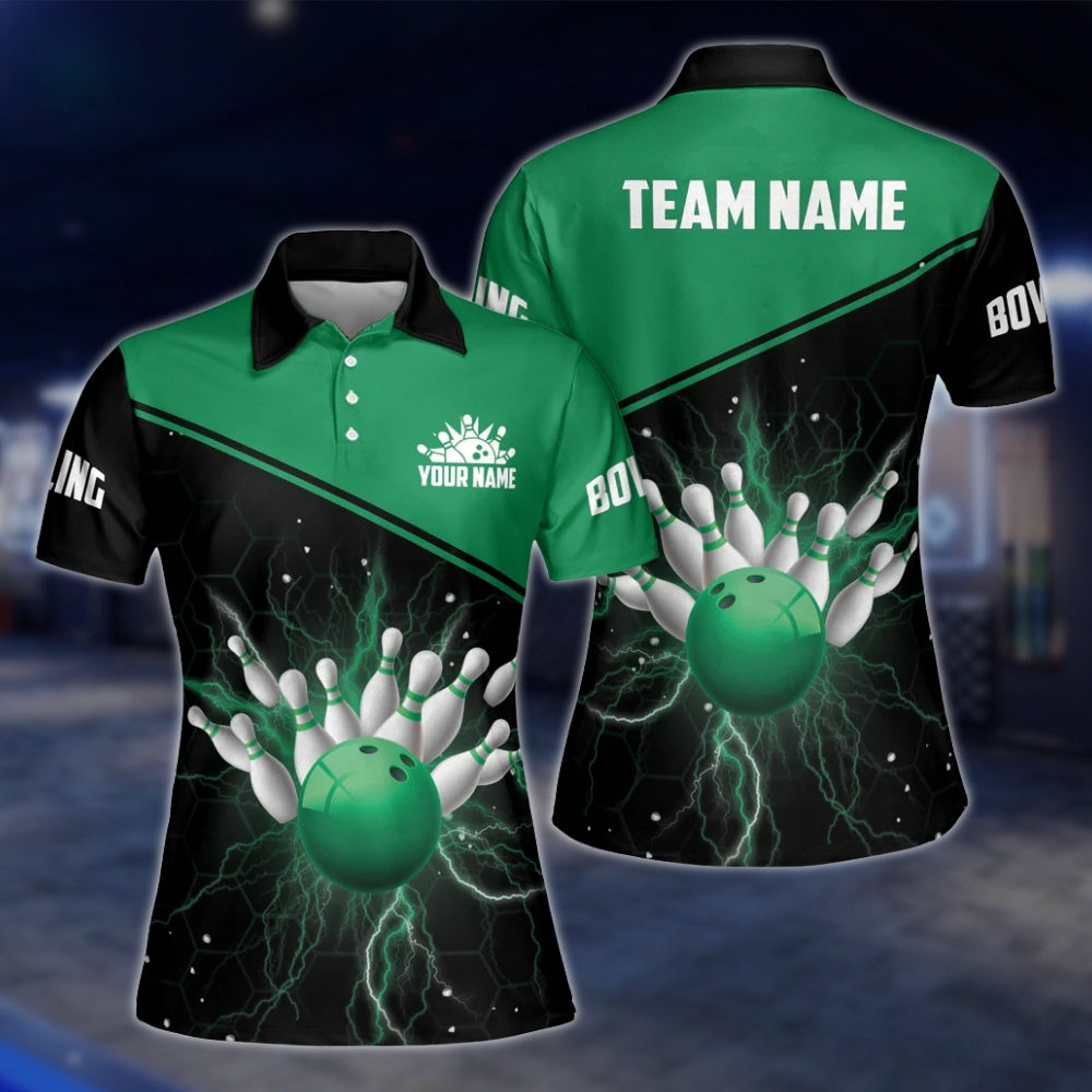 Custom Thunder Red Bowling Womens Polo Shirt, Custom Thunder Team Bowling Shirts For Ladies BW0149 BOW0211