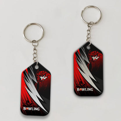 Strike Bloody Snake Bowling Ball On Fire Personalized Name 3D Keychain ORN0169