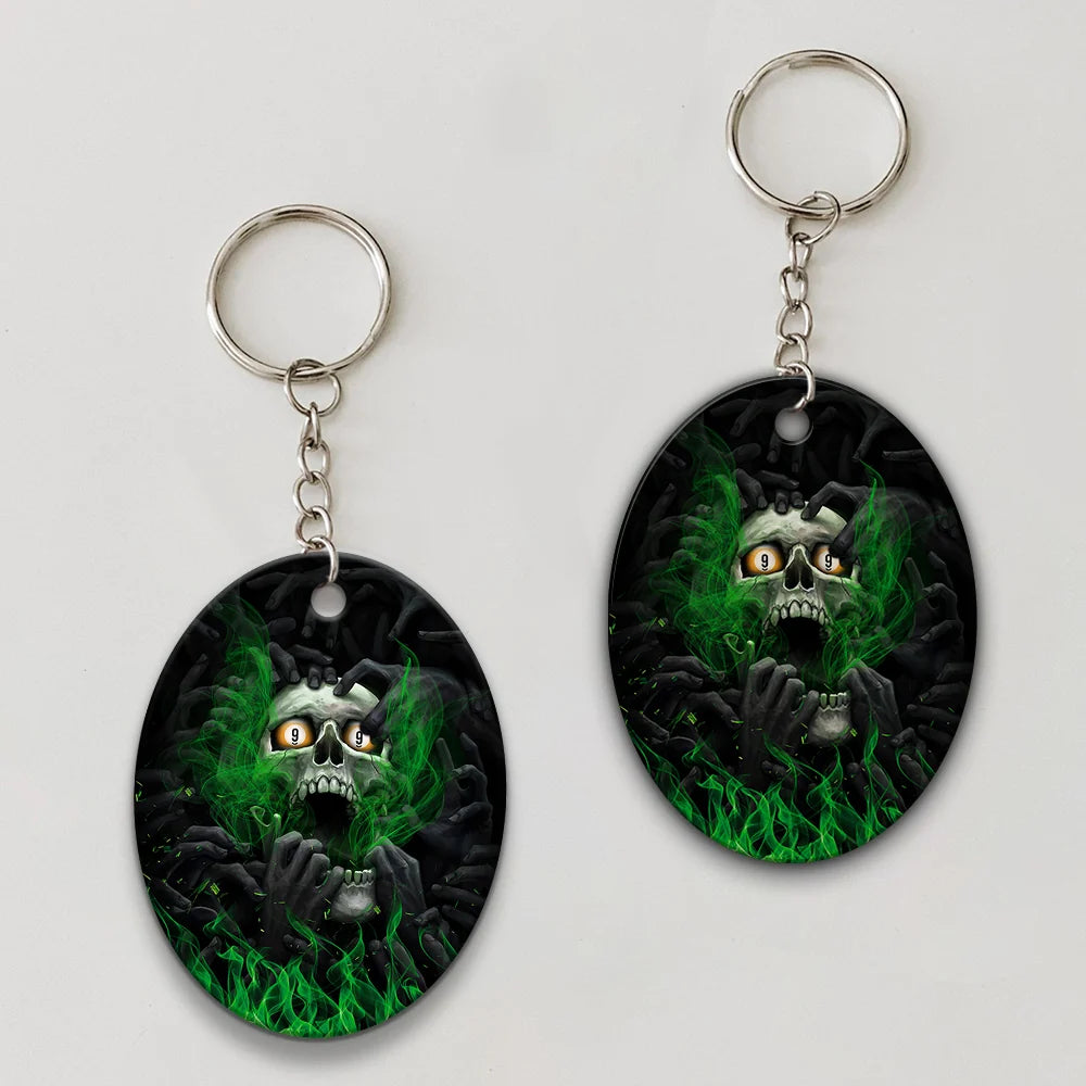 Skull Billiard 8-Ball Pool Player Old Men Personalized Name Keychain For Billiard Players ORN0238