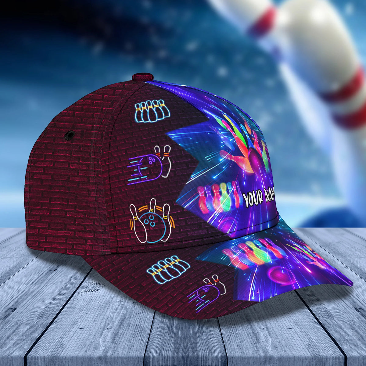 Bowling Party Neon Personalized Name Classic Cap QB95 ORN0269