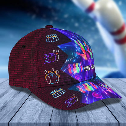 Bowling Party Neon Personalized Name Classic Cap QB95 ORN0269